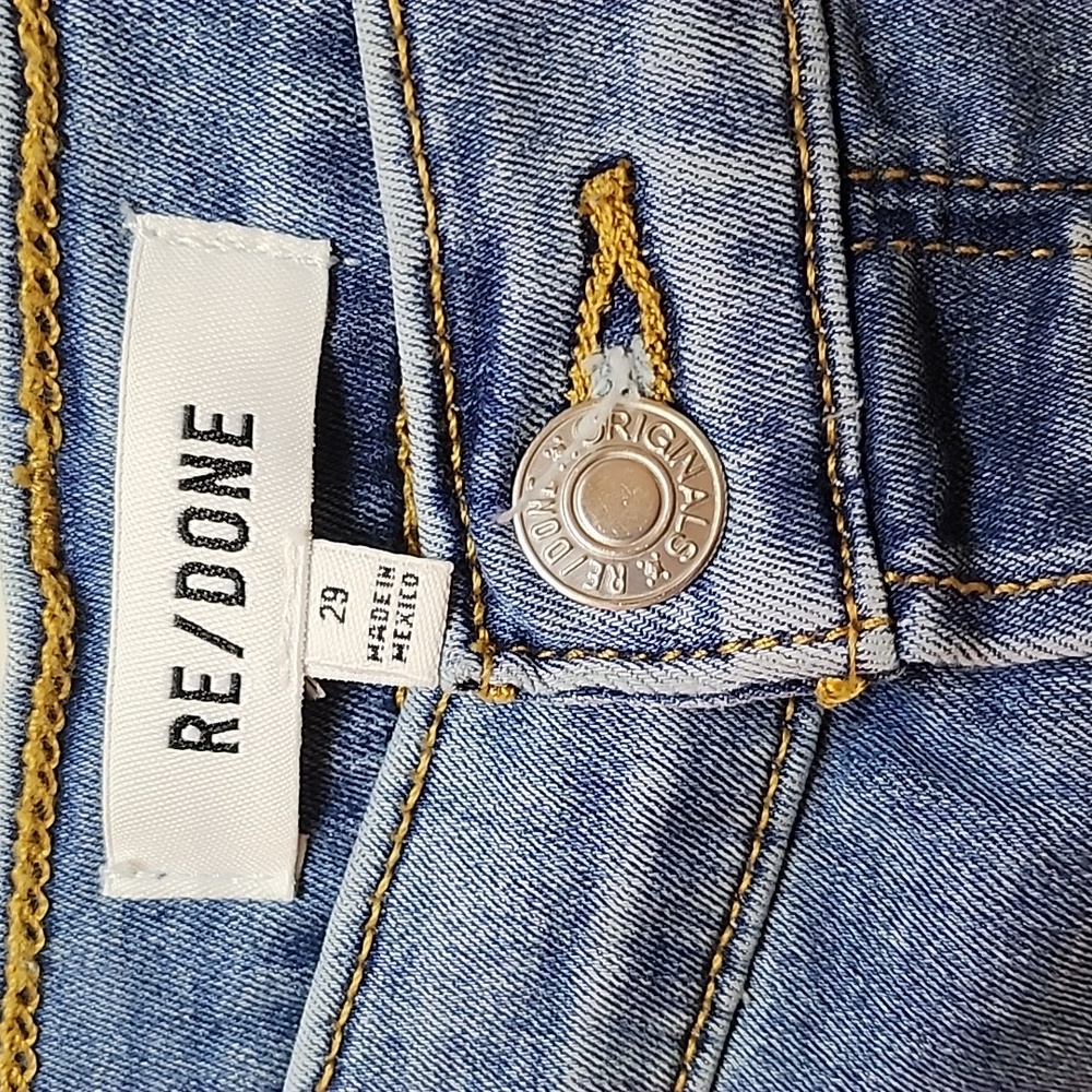 RE/DONE Originals Button Fly High Rise Tapered Leg Strech Tall Jeans Sz 29 - Picture 7 of 16